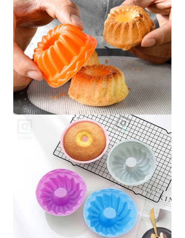 Mini Silikon Kek Kalıbı 6Lı Delikli Oluklu