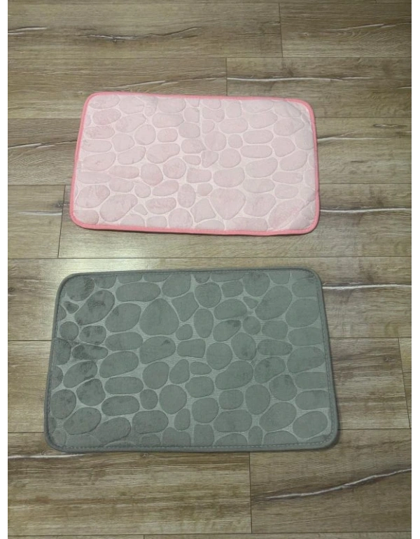 Tekli Yumuşak Paspas Gri / Pembe