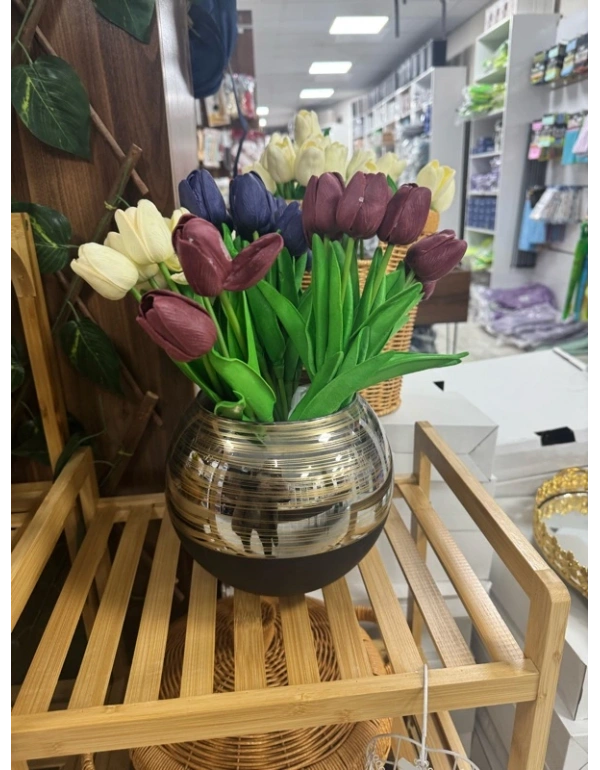 Siyah Büyük Vazo Yuvarlak