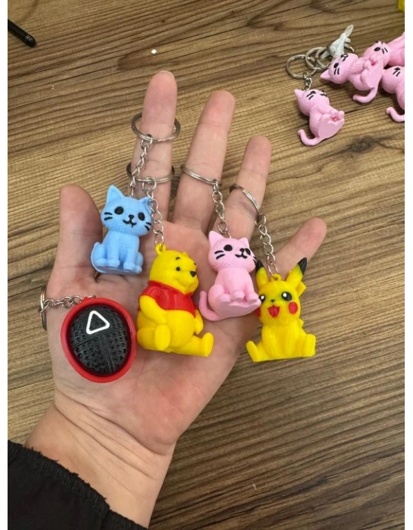 Karikatürlü Anahtarlık Kedi Pikacu Wİnnie the Pooh
