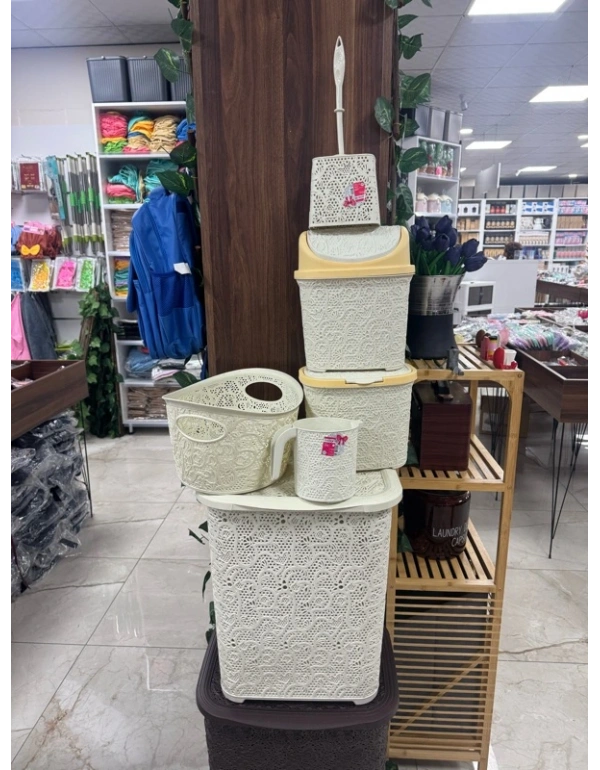 Örgü Çamaşır Sepet set 6 parça