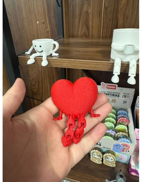 Kalp Kırmızı Sevimli Mini Kahve Köşesi Obje Biblo