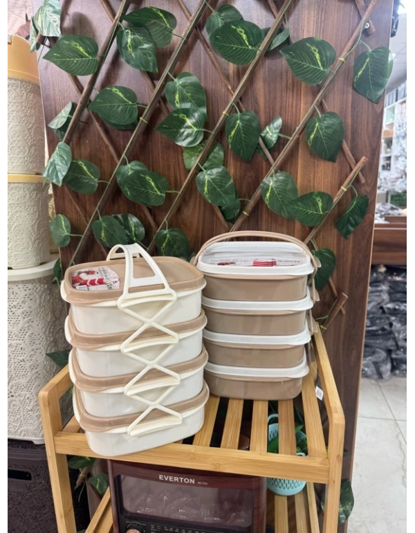 T. 4Lü Saklama Kabı Sefer Tası 4 Katlı Beslenme Kutusu