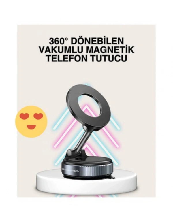 D. 360 Derece Dönebilen Vakumlu Magnetik Telefon Tutucu