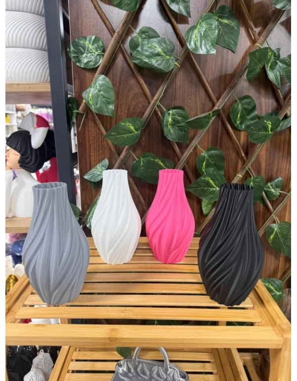 Km Group Renkli İnce Çizgi Detaylı Vazo 18 X 7 CM