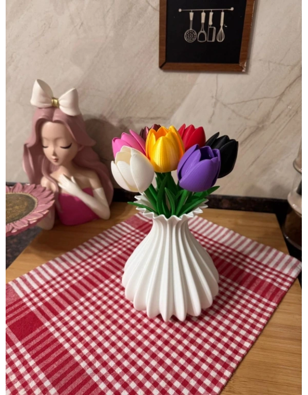 Km Group Lale Gül Baskı Renkli Plastik Adet