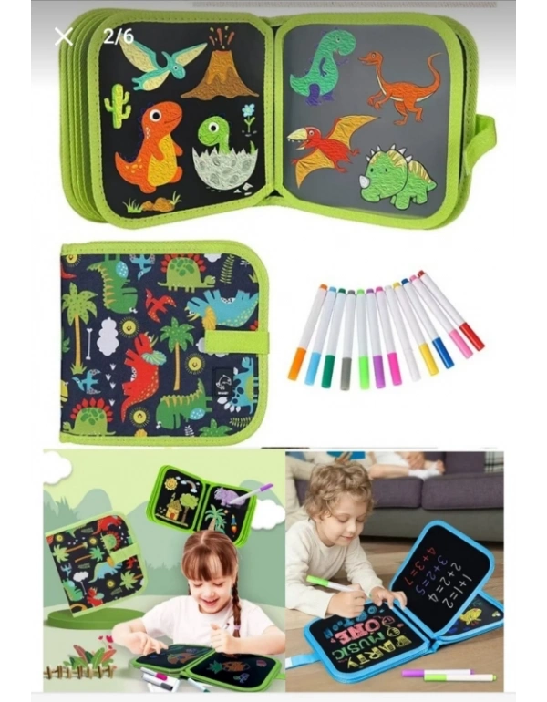 Silinebilir  Doodle Çizim Defteri Tablet 6 Adet Kalem ve 2 Adet Silme Mendil Hediye