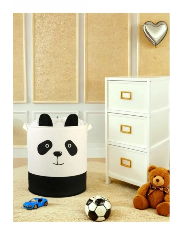 P. Panda Tasarımlı Bebek Çoçuk Odası Fileli Düzenleyici Saklama Kutusu Kirli  Sepeti 37 x 40 cm