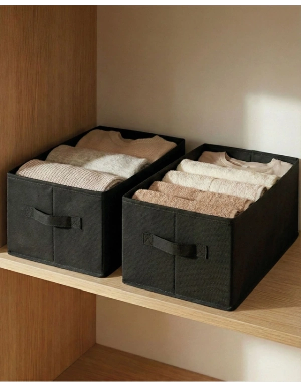 P. Koyu Gri Tela Dolap İçi Düzenleyici Kutu Organızer ( 1 ADET) 45x25x20 CM