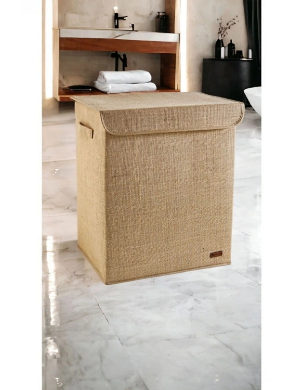 P. Jüt Kapaklı Katlanır Kirli Çamaşır Çocuk Odası Oyuncak Saklama Kutusu Sepet 40x50x30 cm