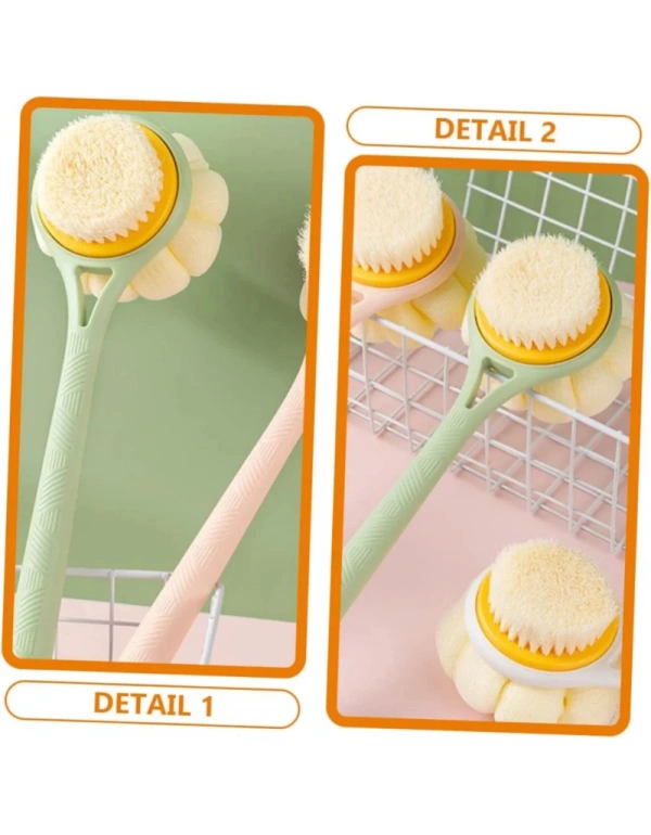 2si 1 Arada Uzun Saplı Duş Fırçası masaj Etkili Kıl ve Lifli Çift Yönlü Banyo Fırçası