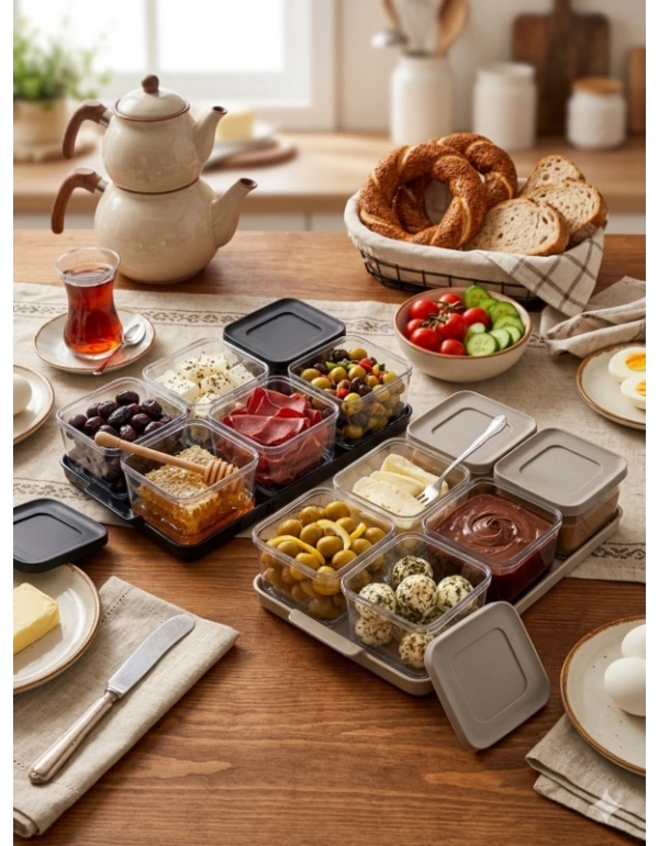 Brns 6Lı Kahvaltı Seti Tepsili Renkli