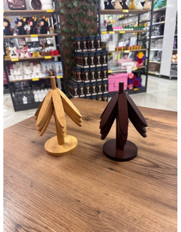 Ç. Akasya 3Lü Standlı Katlanır Ahşap Bambu Nihale