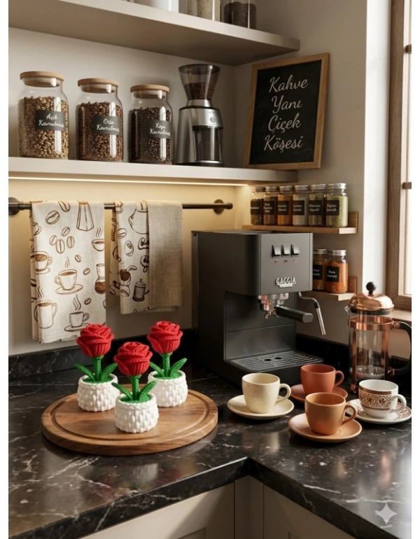 Km Group Saksılı Gül Obje Figür 10 x 5 cm