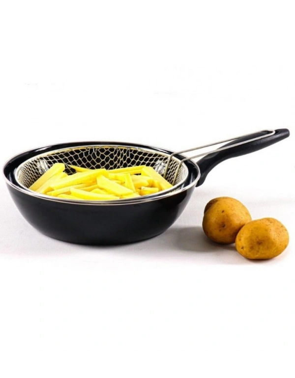 L. Emaye Wok Kızartma Tava Kızartma Tel Hediyeli 28 Cm