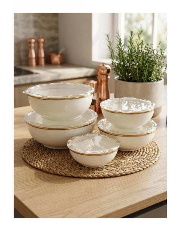 L. Emaye 5li Saklama Kabı Set 12 14 16 18 20 Cm