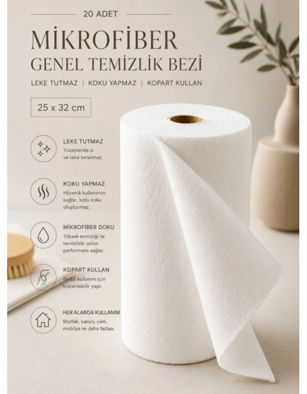 Miss Mikrofiber Rulo Bez Beyaz