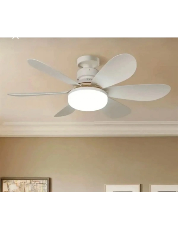 6 Kanatlı Led Lamba 3 Kademe 3 Renk Işıklı Sessiz Tavan Vantilatörü Kumandalı Tavan Fanı Led Ampül
