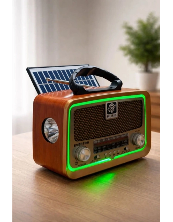 Everton Radyo Güneş Panelli Işıklı Nostaljik Radio RT-717