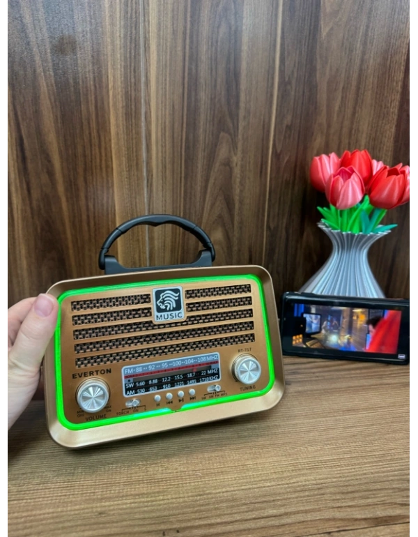 Everton Radyo Güneş Panelli Işıklı Nostaljik Radio RT-717