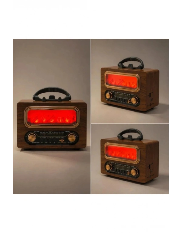 Everton Radyo Şömineli Orta Boy Nostaljik Radio Şarjlı 20x13,5x10 RT-731