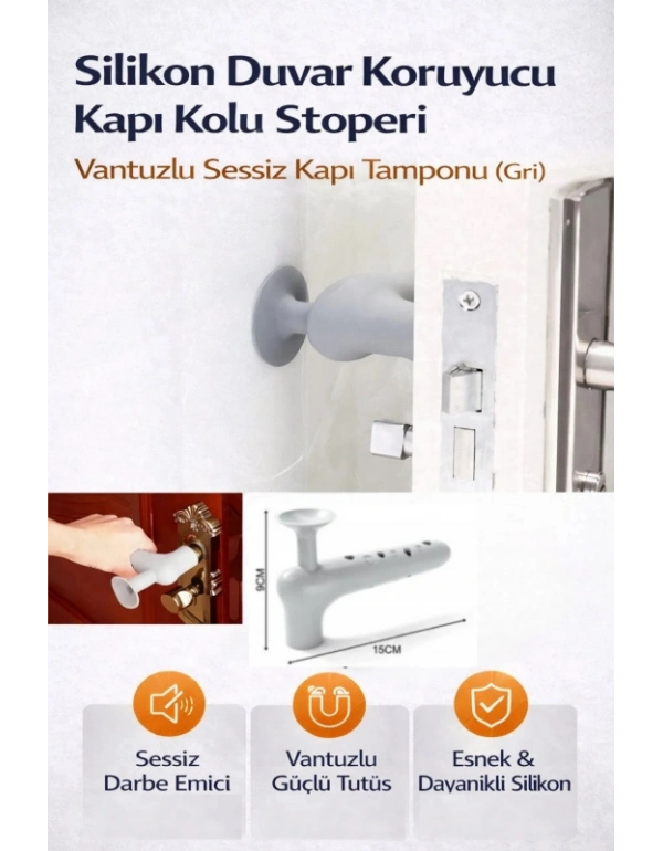 CT. Silikon Duvar Koruyucu Kapı Stoperi GRİ