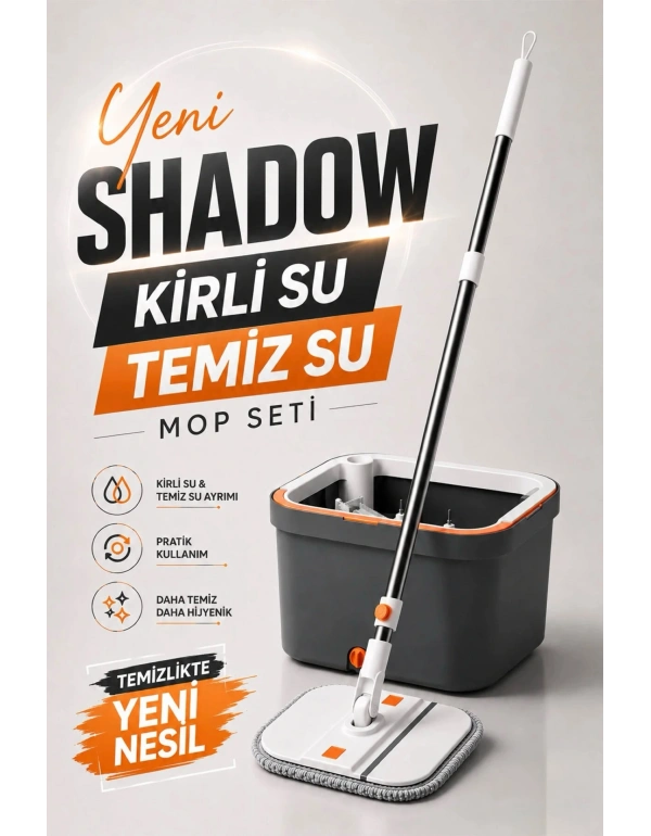 Missclean ( 1 Yedek Bez Hediyeli )Temiz Su ile Kirli Suyu Ayıran Otomatik Temizlik Seti Profesyonel Mop Paspas