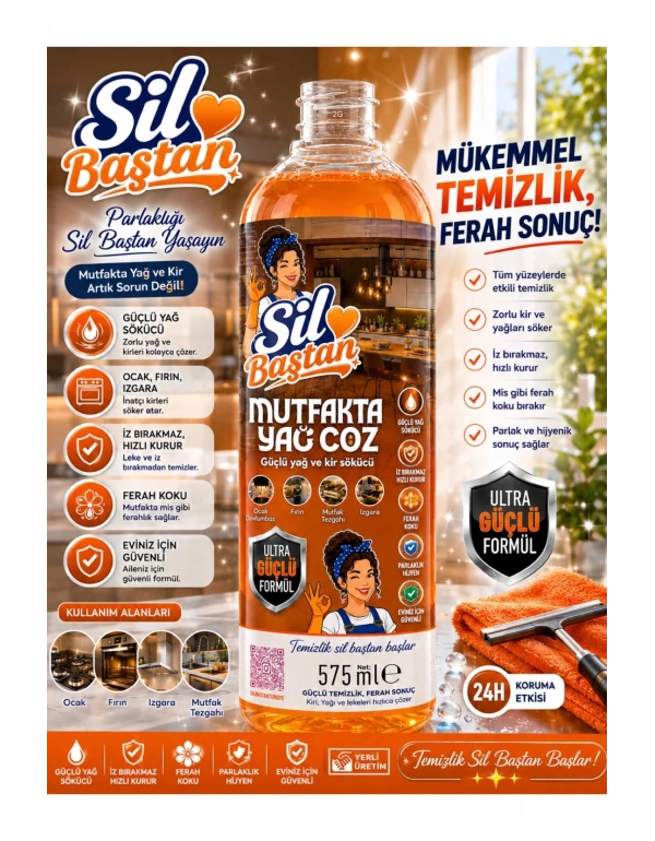 SİL BAŞTAN Mutfak Yağ Çözücü 575 ml KOLİ 20 ADET