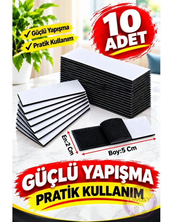 K. Dikdörtgen Halı Cırt 10 Adet 2x5 Cm Arkası Yapışkanlı Cırt Cırt Bant Halı Kilim Koltuk Örtüsü Tablo Sabitleyici