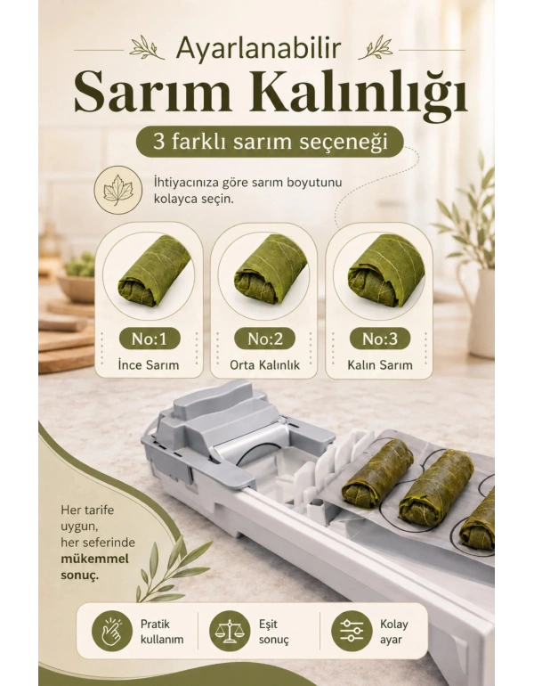 PM. 3 Kademeli Pratik Yaprak Sarma Makinesi Kolay Yaprak Sarma Aparatı Premium Kalite