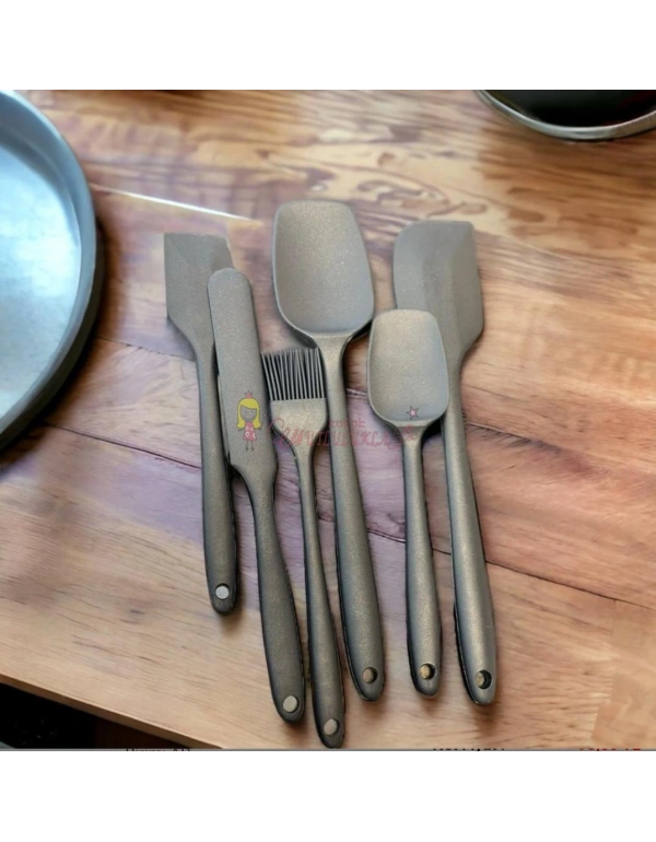 6lı Takım Yanmaz Yapışmaz Mutfak Pasta Slikon Yumurta Fırçası Kaşık Bıçak Spatula Seti