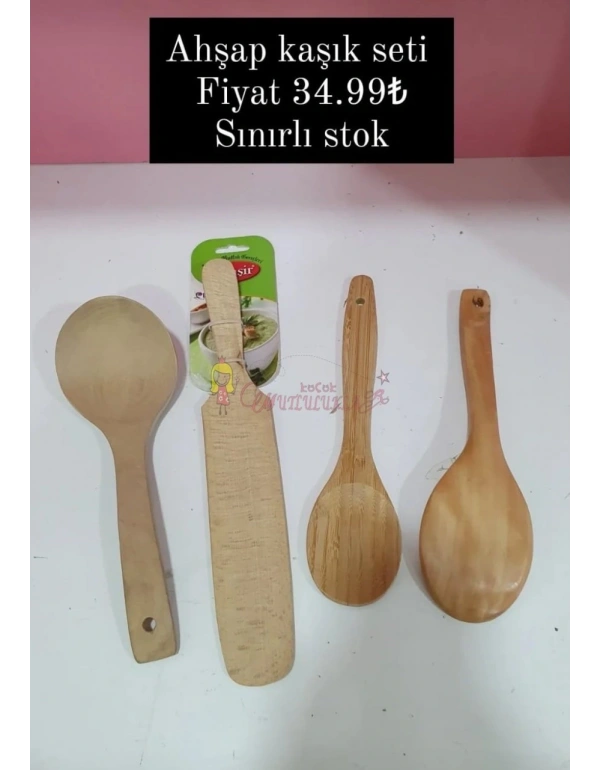 AHŞAP KAŞIK SETİ 4 PARÇA