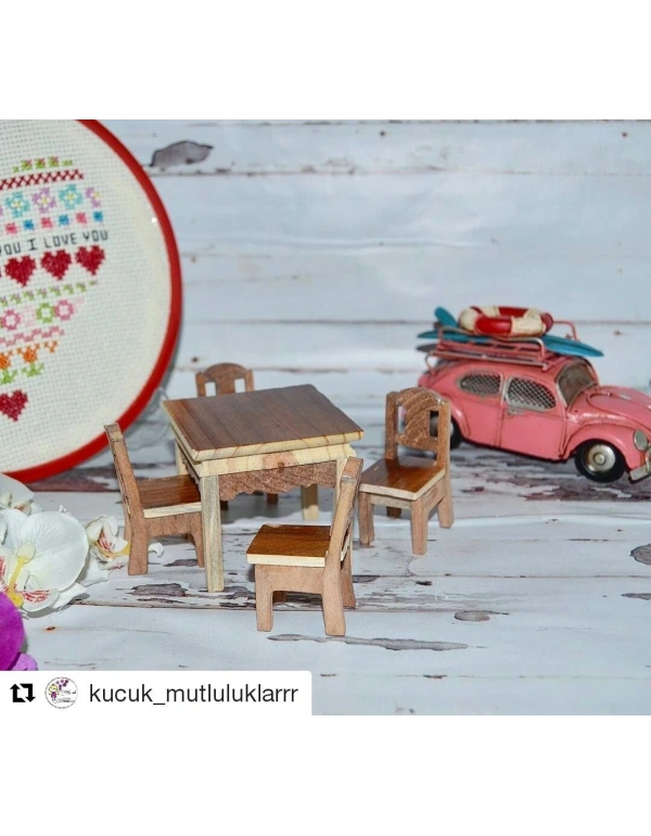 AHŞAP MİNİ MASA SANDALYE SET