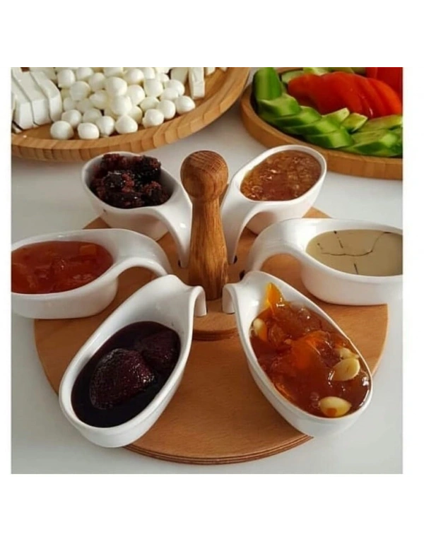 AHŞAP STANDLI 6LI KULPLU OVAL SOSLUK