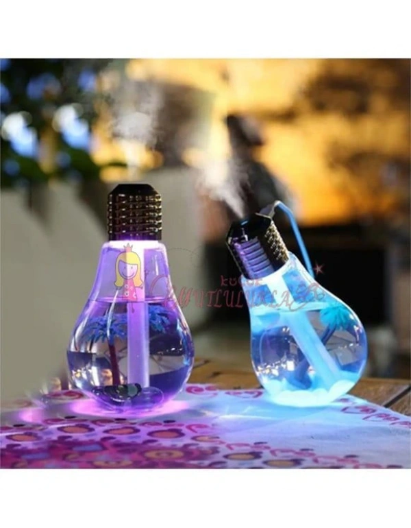 Ampul Şeklinde Led Işıklı Hava Nemlendirici Buhar Makinesi