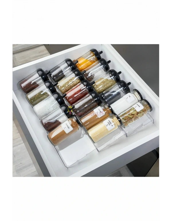Ayarlanabilir Çekmece Içi Baharatlık Düzenleyici - Baharatlık Takımı Standı Organizeri  (6 ADET)