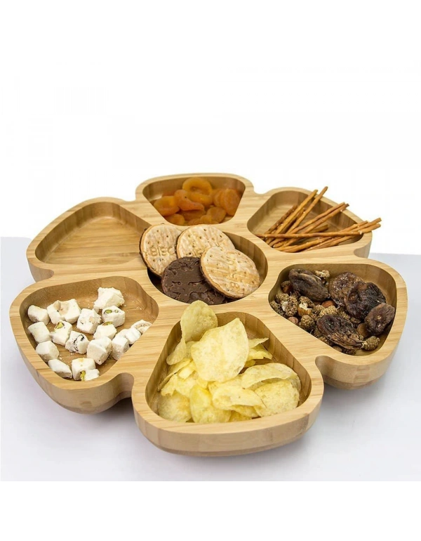 BAMBU DÖNER TABANLI 7 BÖLMELI YUVARLAK SUNUM-SERVİS TABAĞI