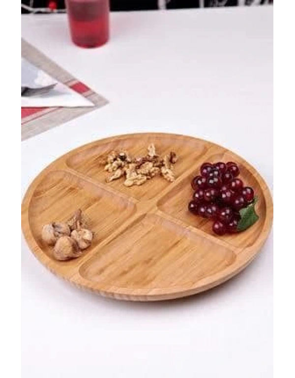 BAMBU YUVARLAK SUNUM-SERVİS TABAĞI 4 BÖLMELI
