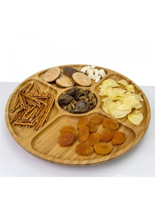 BAMBU YUVARLAK SUNUM-SERVİS TABAĞI 5 BÖLMELI