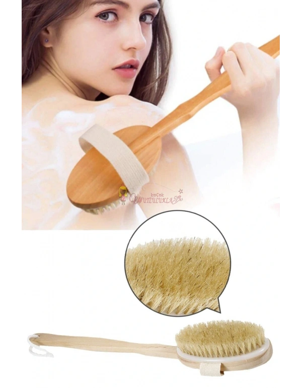 Banyo Sırt Fırçası Uzun Ahşap Saplı