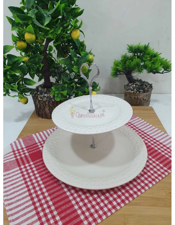 Beyaz 2 Katlı Şekerlik Kurabiyelik