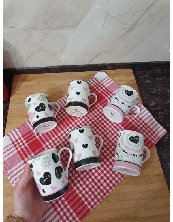 Büyük Boy Porselen Kupa 6lı