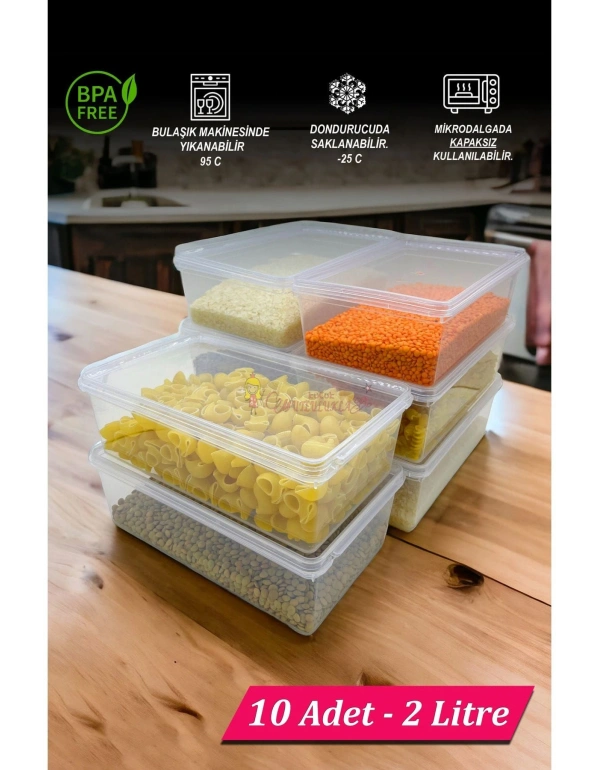 Buzdolabi Saklama kabi dikdortgen ( 10 adet ) 2 Lt