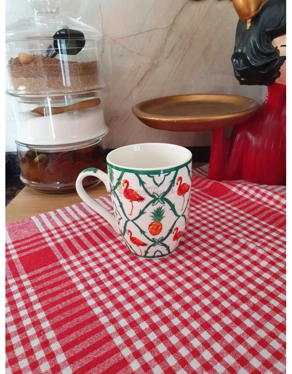 Çiçek Model Büyük Porselen Kupa