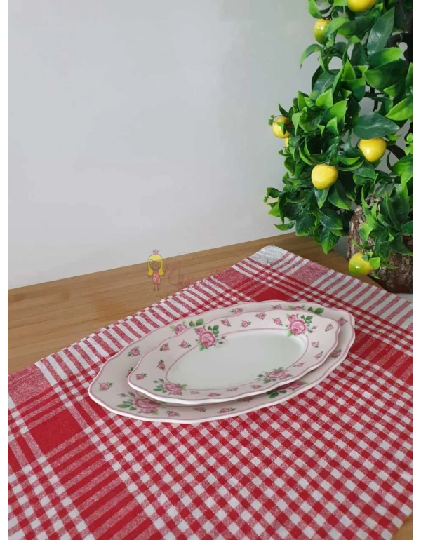 Cicekli 2li kayik tabak