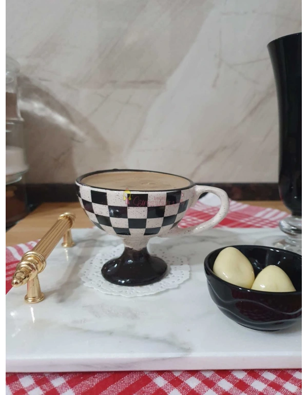 Damalı Double Türk Kahvesi Fincanı ( Tekli )