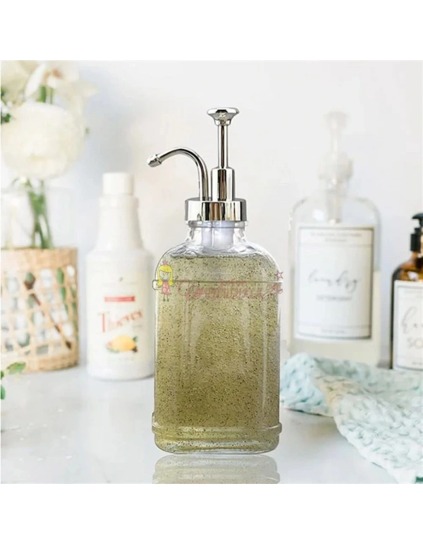 Damla 2 Li Kristal Cam, Yağlık ,Kahve Dağıtıcı Dispenser, Sabunluk,Losyon Gold / Gümüş 500 ml