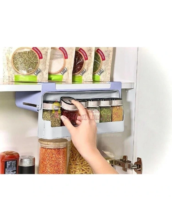 Dolap Içi Düzenleyici Raf Altı Baharatlık 6 Adet Cam Kavanoz