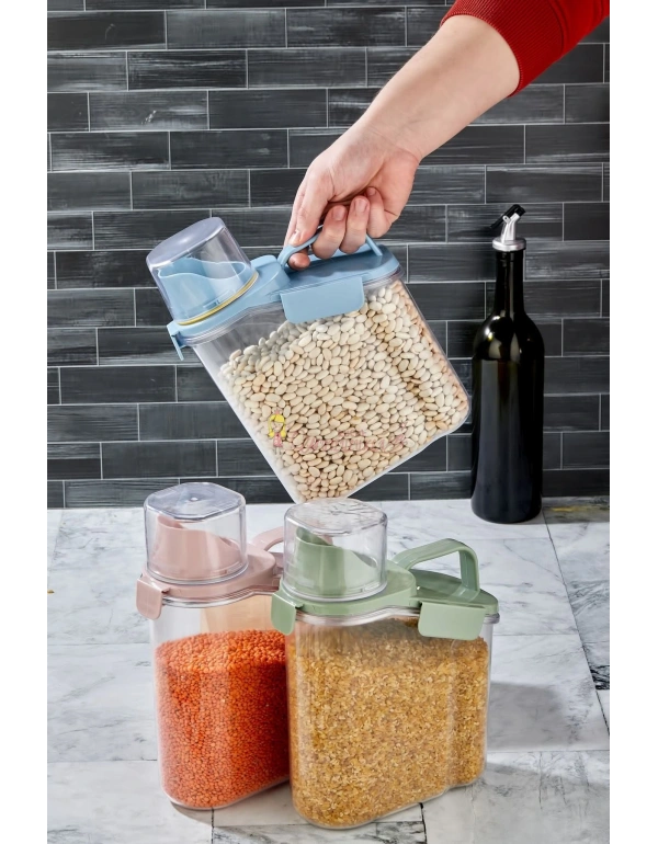 Erzak Saklama Kabı - Ölçekli Bakliyat Kabı Düzenleyici Kavanoz Contalı