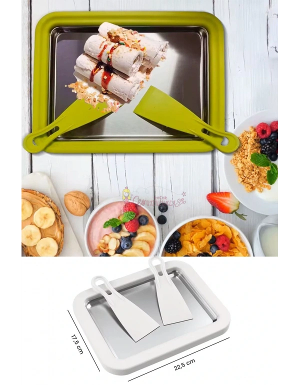 Ev Tipi Spatulalı Kore Tarzı Rulo Dondurma Tavası Yoğurt Dondurma Bowl Tabağı Dondurma Yapma Aparat